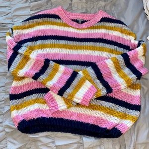 Crop colorful striped sweater